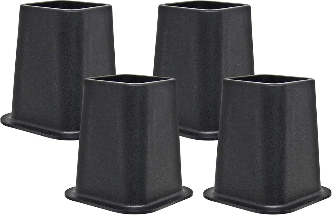 Kings Brand Furniture 6-inch Bed Risers - Set of 4 Black Heavy Duty Stackable Furniture Risers for Under Bed Storage, Desk, Sofa, Couch