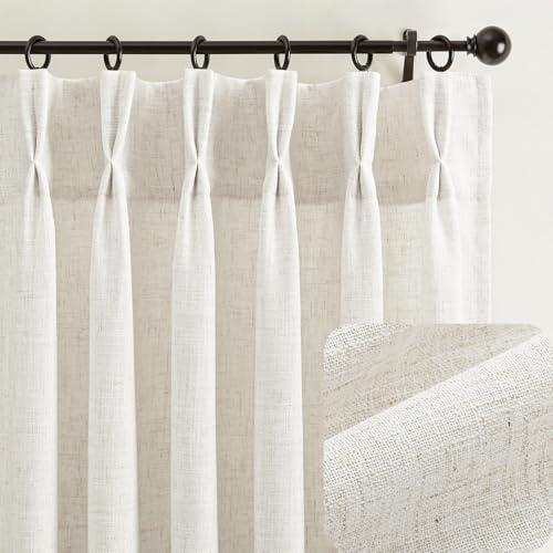 HUEVESSEL Pinch Pleated Curtains 84 inch Length,Curtains for Living Room Light Filtering 350 GSM Thick Curtain Semi Sheer Pleated Drapes Back Tabs and Pinch Pleats for That Elegant Tailored Look