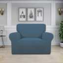 Easy-Going Stretch Oversized Chair Sofa Slipcover 1-Piece Couch Sofa Cover Furniture Protector Soft with Elastic Bottom for Kids Spandex Jacquard Fabric Small Checks Bluestone