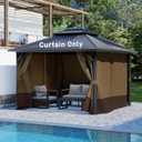 Aoodor 10x12 ft Outdoor Gazebo Curtains, 4 Panels Waterproof Privacy Sidewall Replacement with Zipper for Patio Pergola and Canopy, Brown and Coffee