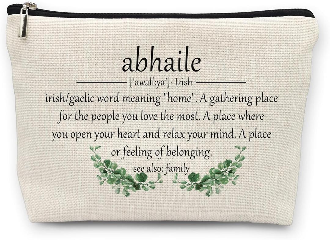 huester Irish Gifts for Women Makeup Bag, Gift for Family Members Cosmetic Bag for Women, Ireland Gifts, Abhaile Irish Family Toiletry Bags Travel Zipper Makeup Pouch (Home)