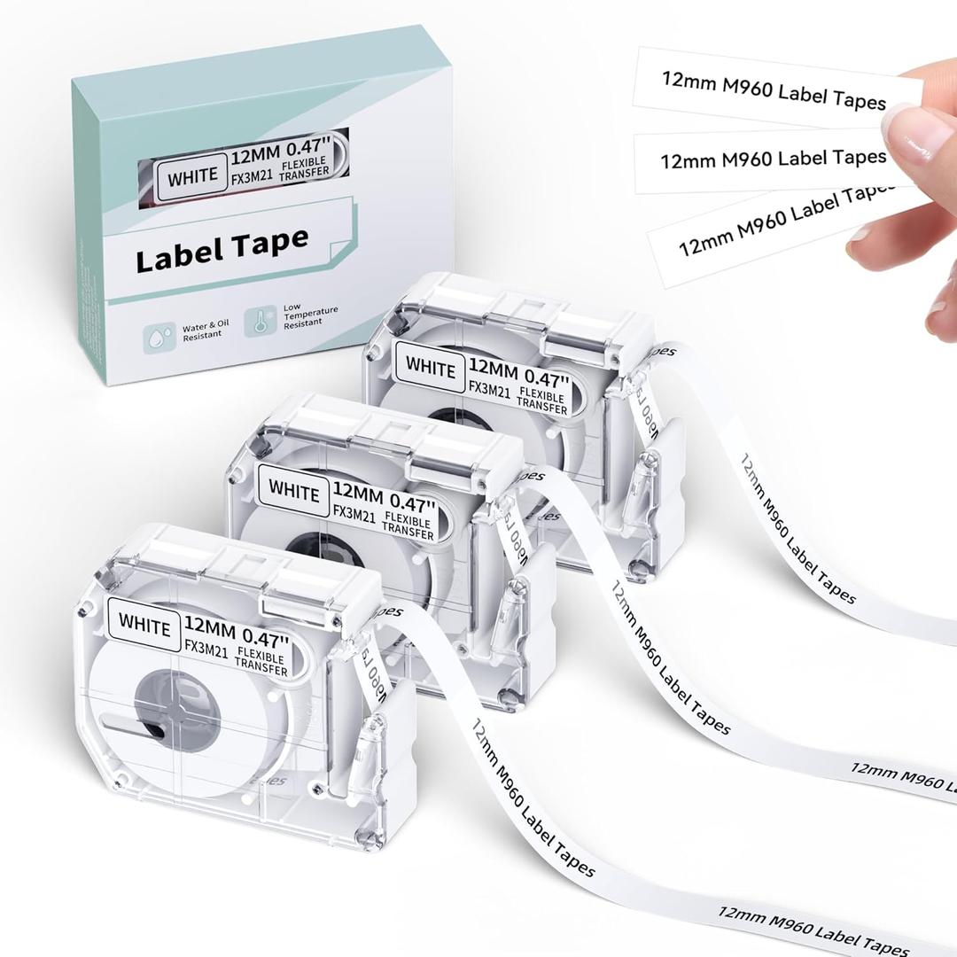 3 Pack Flexible Nylon Label Tape Replacement for P Touch M Tape MK231 M-K231 M-K231 MK-231,12mm 0.47 Inch Label Tapes Compatible with Brother Ptouch PT-65 PT-70 PT-90 PT-M95 PT-85,Black on White