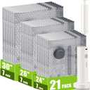 Travel Vacuum Storage Bags for Clothing with Rechargeable Air & Hand Pump, 21 Pack Portable Space Saver Bags, Compression Packing Seal for Luggage and Suitcase, Blankets, Seasonal Storage