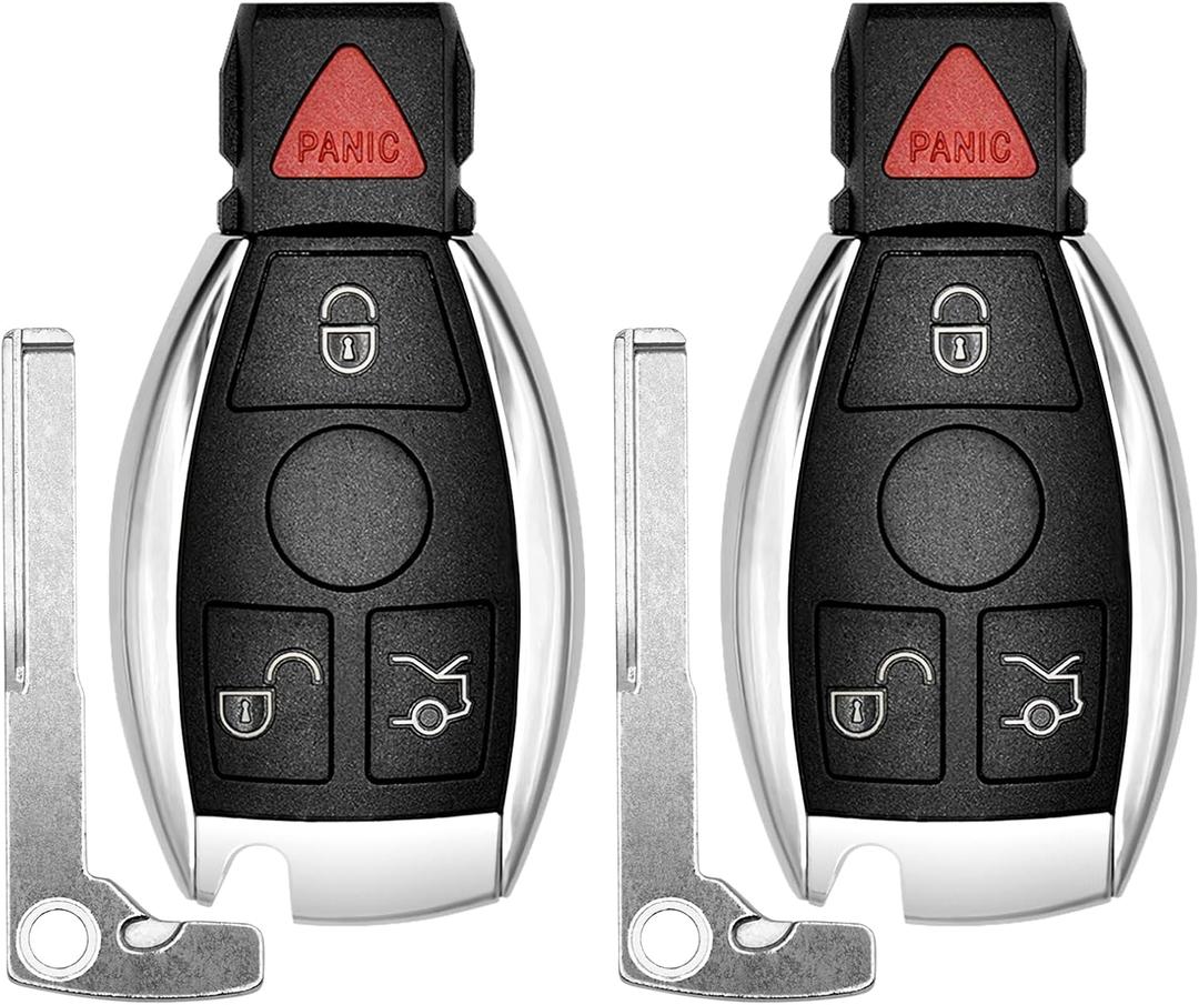 Key Fob Replacement for 1997-2014 Mercedes Benz C CL E GL ML R S Class/ 97-14 Sprinter 300 SL Series Car Keyless Entry Remote Control, IYZ3312 IYZDC, 4 Buttons, 2Pcs