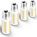 Dimmable E12 LED Bulb Himalayan Salt Lamp 4W, Equivalent 15W 40W, 400lm 2700K Warm White AC120V S6 C7 E12 Candelabra Base for Night Light Chandeliers Christmas Light Candle Lamp Dryer Bulbs, 4 Pack