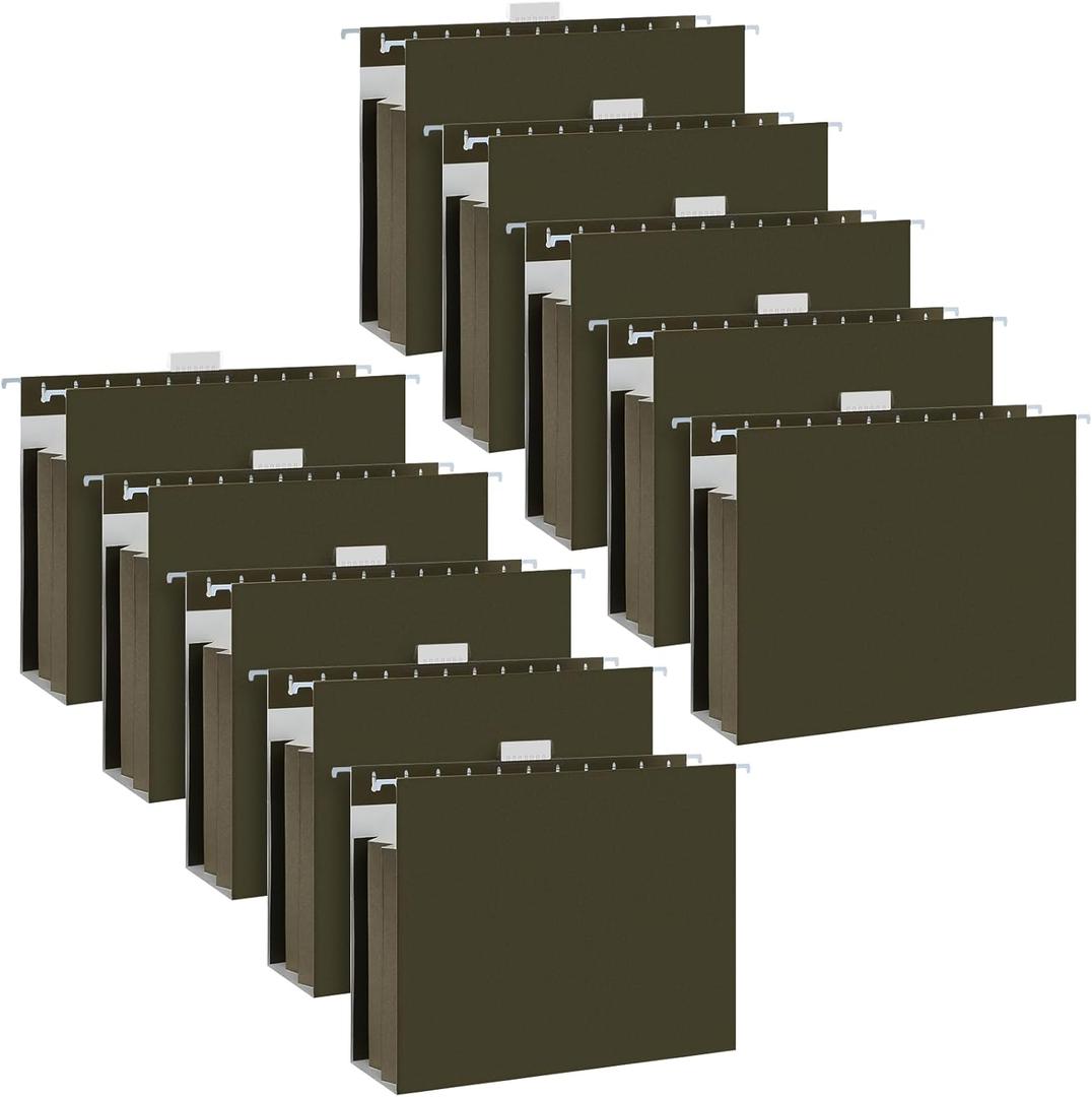 10 Pack Extra Capacity Hanging File Folders with Tabs Reinforced Hanging Folders Expandable, Heavy Duty 3.5 Inch Expansion Designed for Bulky Files Medical Charts (Letter Size)