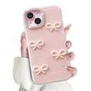 Lovmooful for iPhone 15 Case Cute Glitter Bowknot-Pink Diamond