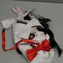 Oumbivil Saw Billy Costume Mask Adult Horror Movie Full Head Latex Mask with Hair Scary Halloween Costumes Clown Puppet Cosplay with Red Bow Tie and Gloves Party Masquerade Props OU084