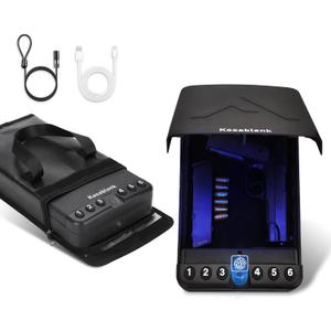Premium Gun Safe Box with 3-in-1 Unlocking (Fingerprint/Password/Key) + Fireproof Waterproof Bag, Portable Handgun Safe for Home, Car, Travel Anti-Pry Steel Storage for Pistols Accessories
