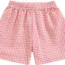 Kids Toddler Boys Girls Gingham/Seersucker Shorts Elastic Waist Plaid/Striped Elastic Waist Shorts Pants Bottoms