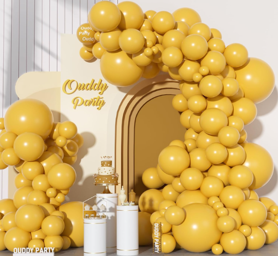 Ouddy Party 129Pcs Balloons Different Sizes 18 12 10 5Inch, 6Pcs 18 Boho Balloon Arch Garland Kit, Latex Balloons for Birthday Shower Wedding Anniversary Party Decorations, Light Yellow