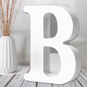 AOCEAN 6 Inch White Wood Letters - Unfinished Wood Letters for Wall Christmas Decor Standing Letters Slices Sign Board Decoration for Xmas Home Party Projects (B)