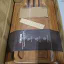 Astercook Deep-Carbonized Bamboo Cutting Boards for Kitchen with Wood Storage Stand, Reversible Charcuterie & Chopping Boards with Juice Grooves and Easy-Grip Handles, Mothers Day Gifts, Large