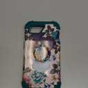 Hocase for iPhone 16e Case, Heavy Duty Shockproof Protection Hard Plastic+Silicone Rubber Hybrid Protective Phone Case for iPhone 16e 6.1" 2025 - Teal Flowers