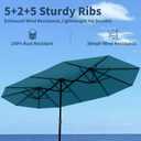15FT Double Sided Patio Umbrella with Base Included Large Outdoor Market Umbrella with Crank Handle, UV Resistant Canopy, Sturdy Frame for Garden, Poolside, Deck, Lake Blue