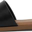 Soda “Board” ~ Women Open Round Toe Single Band Slide Sandal, 8.5, Black