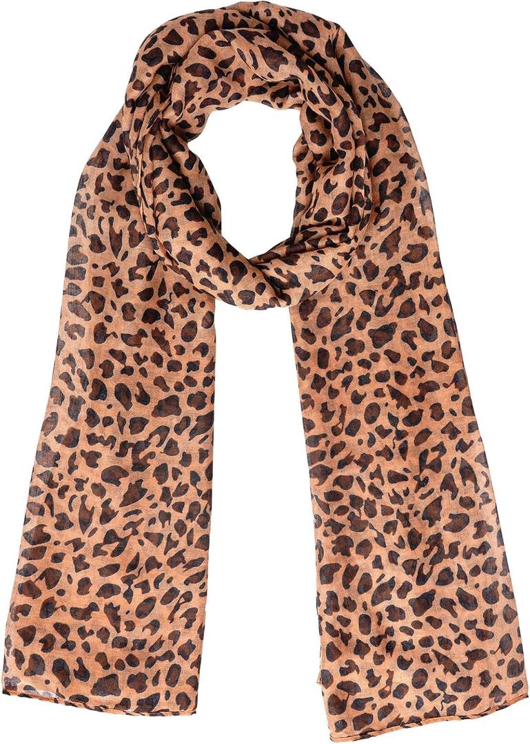Nydotd Women Lightweight Scarf Floral Print Mixture Shawl for Spring Summer Ladies Long Fashion Scarves (Leopard, Yellow)