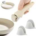 Removable Pot Handle, Cream White Detachable Pan Handles with 2 PCS Silicone Oven Mitts Heat Resistant, Universal Pan Replacement Handles for Pots and Pans