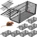 2 Pack Humane Rat Traps, Foldable Live Animal Cage for Mouse Chipmunks and Squirrels, Reusable Wire Mesh Rodent Traps for Catch & Release, Indoor & Outdoor (9.45 x 4.1 x 4.1 Inches,Black)
