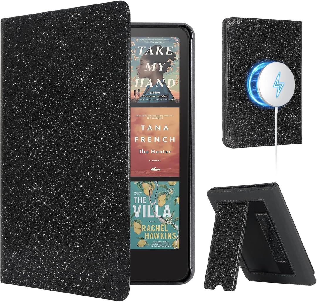 CoBak Stand Case for 7" Kindle Paperwhite 12th Gen 2024 and Kindle Colorsoft with Hand Strap - Compatible with iPhone MagSafe, for Samsung/Belkin/Anker Wireless Charging Pads, Durable, Auto Sleep Wake