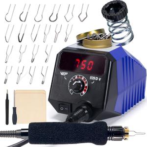 WEP 939D-V Wood Burning Kit 250-750℃/ 482-1382℉Adjustable Wood Burning Tool with Detachable Pen, 20 Wood burner Tips, WoodBurning Pen Holder Suitable for Pyrography, Leather Burning Kit