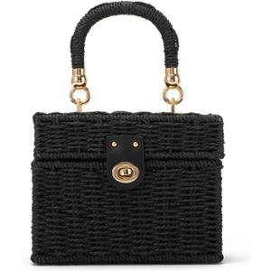 KUANG! Handwoven Rattan Bag for Women Woven Straw Square Crossbody Bag Vintage Basket Purse Beach Tote Bag