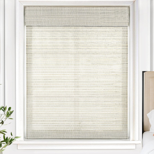 Cordless Bamboo Roman Shades, 29×64 in, Greystone | Thin Bamboo Strip Weaving Technique, Light Filtering without obstructing the view