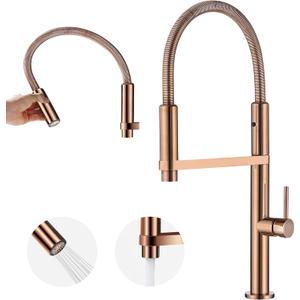 Magnetic Docking Kitchen Faucet with Pull Down Sprayer, Dual-Function Spray and 360 Degree Swivel, Commercial Spring Kitchen Faucet, Rose Gold