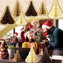 Mooliwe 6 Pcs Paper Christmas Trees Honeycomb Centerpiece 3D Paper Trees Decorations Neutral Christmas Tree Honeycomb Rustic Reusable for Xmas Home Holiday Table Decor(Neutral Colour)