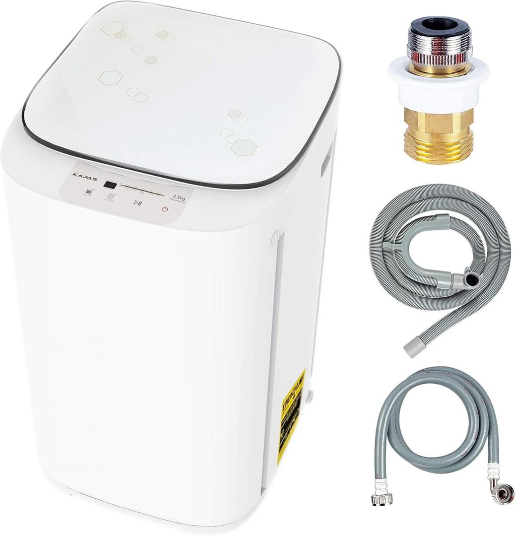kapas kps35-735h2 upgraded compact washing machine, fully automatic 2-in-1 washer and spin dryer machine build-in pump and long hose, 8 lbs. capacity 8 lbs. top load tub washer