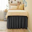 RIMELA Dorm Bed Skirt Twin XL 32 Inch Drop, Easy to Install Extra Long Wrap Around Elastic Dust Ruffle, Dark Grey Bed skirt Solid Silky Fabric Machine Washable (Twin XL 80L x 39W & Twin 75L x 39W)