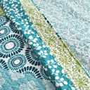 Lush Decor Bohemian Stripe Reversible Cotton Quilt Set, 3 Piece Set, Full/ Queen, Blue & Green - Striped Bedding Set - Blue Quilts Queen Size - Boho Decor