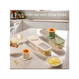 Mini Garlic Grinder Mini Garlic Slicer Super Thin with Hand Guard, Vegetable Garlics Ginger Grind, Slice and Shred Mandoline Cutter with Container for Kitchen Tool