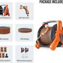 Water Hose with Holder 100FT, Water Hose with Reel, Hose and Reel Combo for Balcony Watering, Hose Nozzle with Quick Connector, Patio, Apartment, RV Trailer Compartment