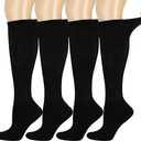 Bamboo Rayon Knee High Diabetic Socks for Men & Women 4 Packs, Soft No-Binding Cushioned Sole Seamless Diabetic Socks