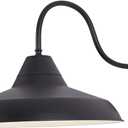 Large Gooseneck Barn Light Outdoor, 18 Inch Dome Dusk to Dawn Farmhouse Exterior Light Fixture Wall Mount, Industrial Outdoor Wall Sconce Outside for House, Front Porch, Garage, Entryway, Black