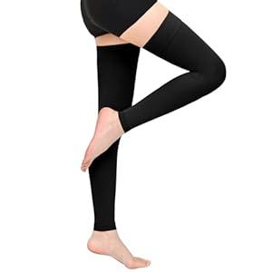 Wegitcs 20-30 mmHg Compression Stockings for Women & Men, Footless Thigh High Medical Compression Socks, Support Graduated Compression Hose Sock for Treatment Varicose Veins Swelling(Black, Large)
