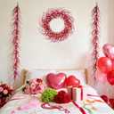 idyllic 6 Ft Valentine's Day Pink & Red Flower Wreath Decorations, Artificial Floral Garland with Bendable Stems for Front Door Mantel Table Bedroom Wedding Decor