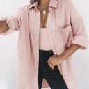 Dokotoo Womens Color Block Button Down Shirts Long Sleeve Oversized Boyfriend Blouses Tops, Large
