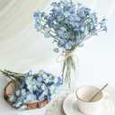 Floroom 24pcs Dusty Blue Small Artificial Flowers Faux Silk Daisies Fake Wildflowers with Stems for DIY Wedding Bouquets Floral Arrangements Party Decor Centerpieces Decorations (Vase Not Included)