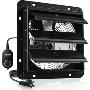 VEVOR 10'' Exhaust Fan, Wall Mounted Attic Fan with Variable Speed controller, 900 CFM, Automatic Shutter, Ventilation and Cooling, Black
