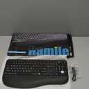 Large Print Backlit Wireless Keyboard  Ergonomic Keyboards with Wrist Rest, 7-Color Light up, Quiet Low Profile Keys, 2.4G Wireless Rechargeable Full Size Keypad for Computer Laptop Windows, Black