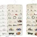 Hanging Jewelry Organizer with 50 Transparent Pockets, 360 Rotating Hanger & Secure Zipper Closure - Foldable Double Sided Jewelry Storage Bag for Earrings, Rings, Necklaces, Bracelets (Beige)