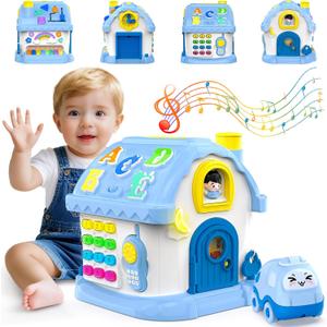 Montessori Toys for 1 Year Old Boy Gifts, 12-in-1 Musical House Educational Baby Toddler Boy Toy Age 1-2, First Birthday Easter Gift for Boy Girl 6-12 12-18 6-24 Months, Blue