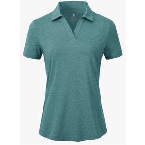 BGOWATU Women's Short Sleeve Golf Tennis Polo Shirts V Neck Collared Workout Tops UV Protection Dry Fit, Medium