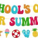Schools Out for Summer Banner Last Day of School Hello Summer Hello Sunshine Party Decorations for Kids Boy Girl Celebrate End of School Vacations Party Supplies