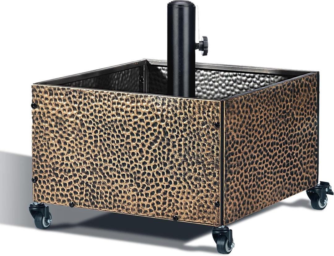 BAYN Heavy-Duty Metal Umbrella Base Stand with Wheels, 150lb Capacity Portable Fillable Planter for Patio, Outdoor, Garden, Poolside, Yard & Lawn