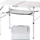 Folding Camping Table, 36''L x24''W Camp Aluminum Table with Adjustable Height Legs, Indoor Outdoor Lightweight Portable Folding Dining Table for Camp Picnic Beach BBQ Cooking 3Ft2 Heights 15"/28"