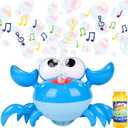 Dancing Crab Bubble Machine - Moving Bubble Blower for Kids | Lights Up and Plays Music | 4oz Bottle of Bubble Solution - Sunny Days Entertainment,Blue (Large)