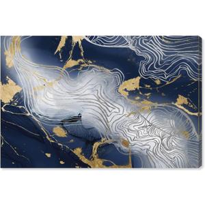 The Oliver Gal Artist Co. Abstract Wall Art Canvas Prints 'Belle Dawn Bleu' Home Dcor, 60" x 40", Gold, Blue